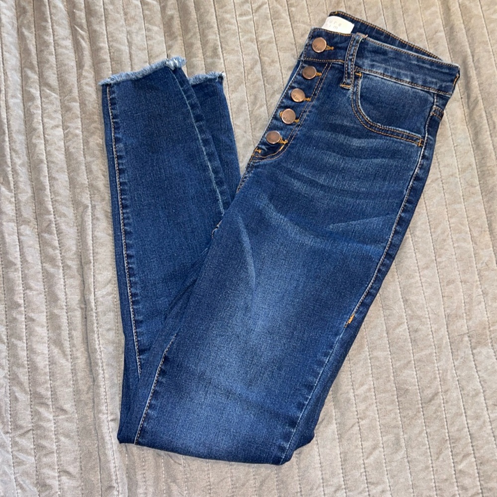Pink Lily high rise dark blue denim skinny jean size 5